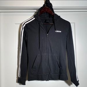 Adidas Black and White Zip-Up Hoodie, Size Small